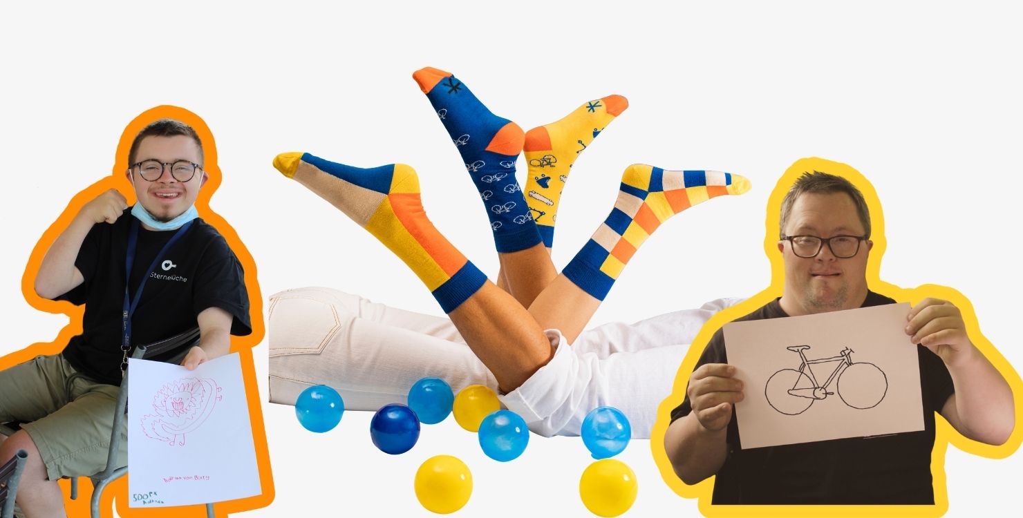 Gemeinsam mit Menschen mit Down-Syndrom entwickelt — eine Kollektion, die zeigt, dass Inklusion und kreatives Design selbstverständlich zusammengehören.